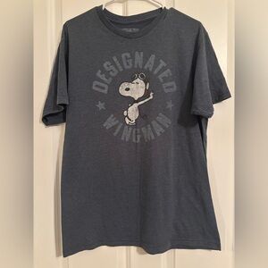 Peanuts Snoopy Designated Wingman T-Shirt - Gray.  Men’s graphic tee.  Size L